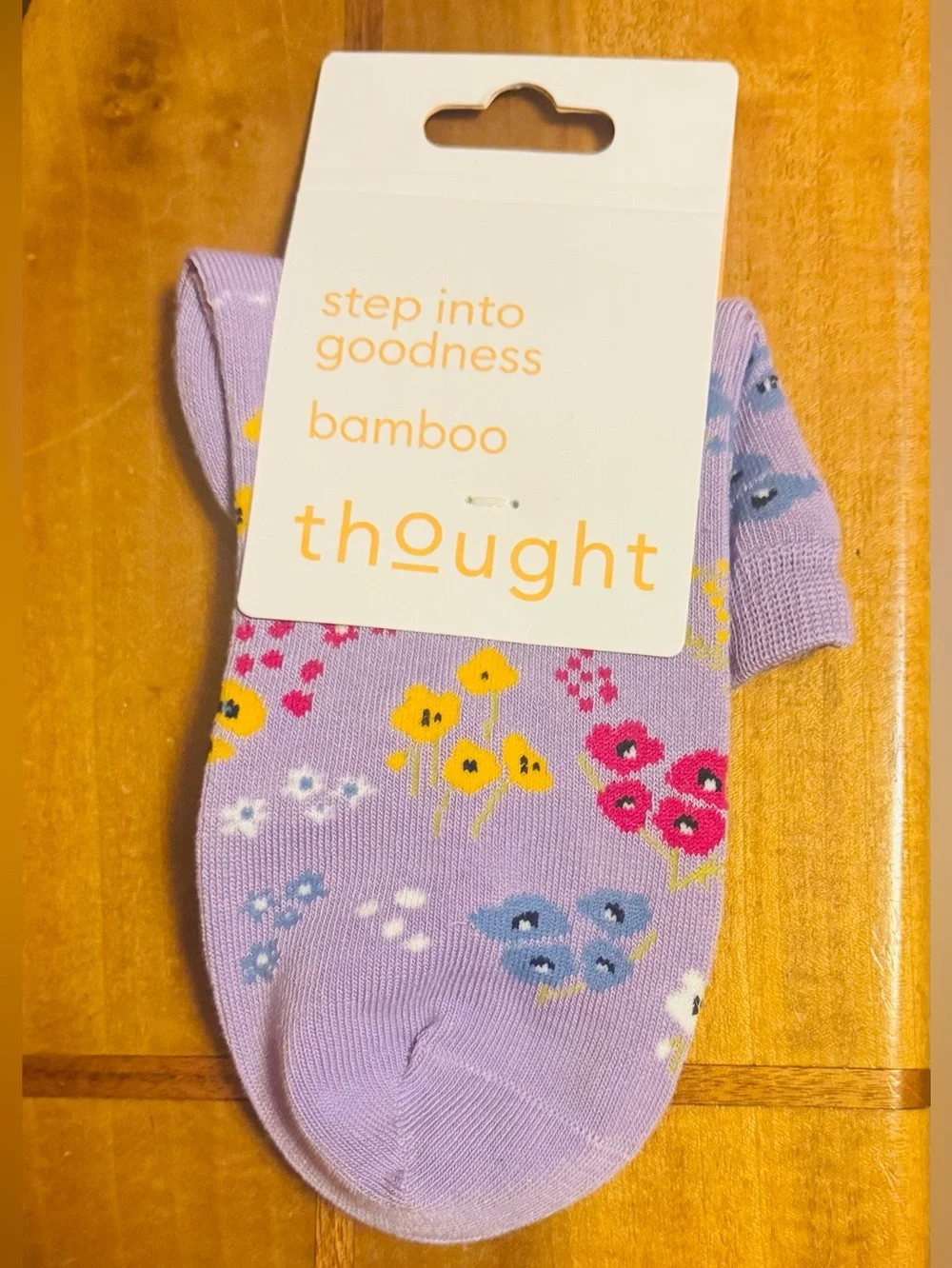 Thought Lavender Floral Bamboo Ankle Socks Size 6-9